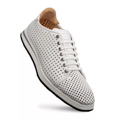 Mezlan Luce White Perforated Leather Sneaker 1   - from alligatorwarehouse.com