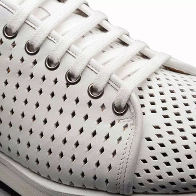 Mezlan Luce White Perforated Leather Sneaker 3   - from alligatorwarehouse.com