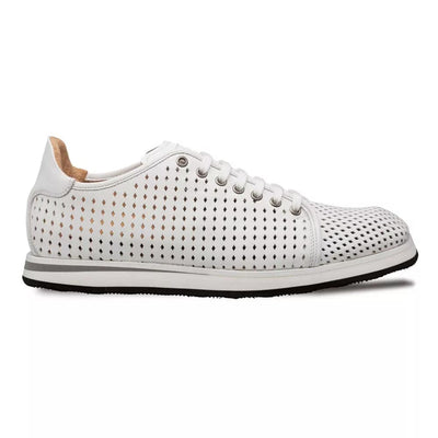 Mezlan Luce White Perforated Leather Sneaker 4   - from alligatorwarehouse.com