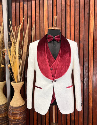 Maroon Tuxedo  - Mens Burgundy Tuxedo Jacket + Vest + Pants - Wedding Tuxedo 2 F4-0784  - from alligatorwarehouse.com