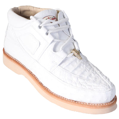 Los Altos White Caiman & Ostrich Skin Casual Sneakers 1   - from alligatorwarehouse.com
