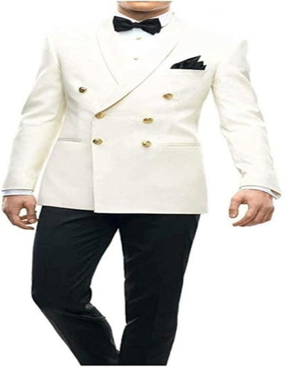 Ivory Double Breasted Dinner Jacket - Cream Dinner Jacket - Off White Color With Gold Buttons 1   - from alligatorwarehouse.com