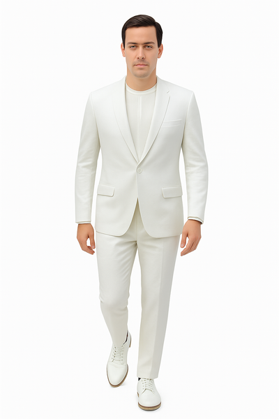 Mens Two Piece Linen Suit Relaxed Hybrid Fit No Collar 18   - from alligatorwarehouse.com