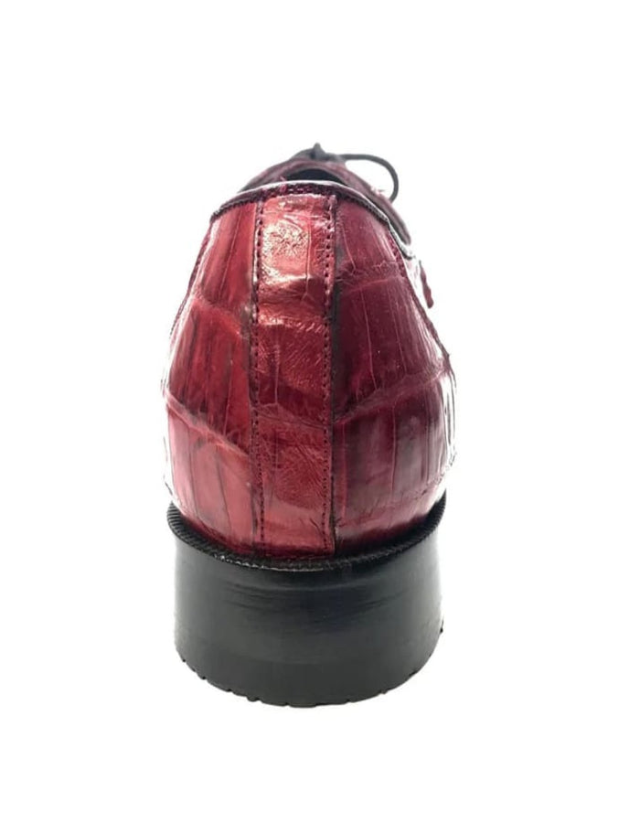 Men’s Los Altos Wine Burgundy Crocodile Lace Up Dress Shoes, Exotic Formal Wedding Shoes