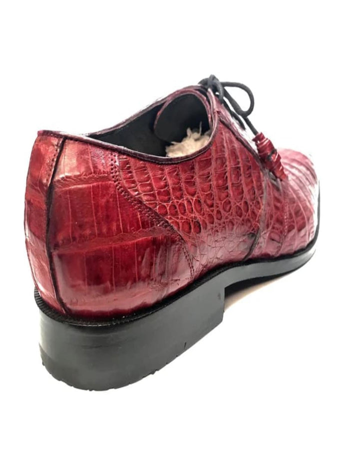 Men’s Los Altos Wine Burgundy Crocodile Lace Up Dress Shoes, Exotic Formal Wedding Shoes