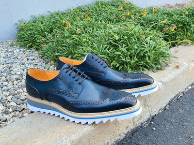 Wing-tip Blucher style Oxford with ligtweight sole 1 KS550-07NAVY75  - from alligatorwarehouse.com
