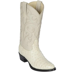 Los Altos Boots - Mens Dress Cowboy Boot - Low Priced Winter-White Ostrich Skin Boots R-Toe -  in Winter-White