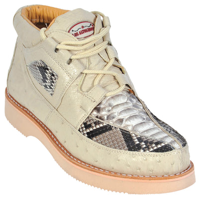 Los Altos Men's Winter White Python And Ostrich Skin Boots 1   - from alligatorwarehouse.com