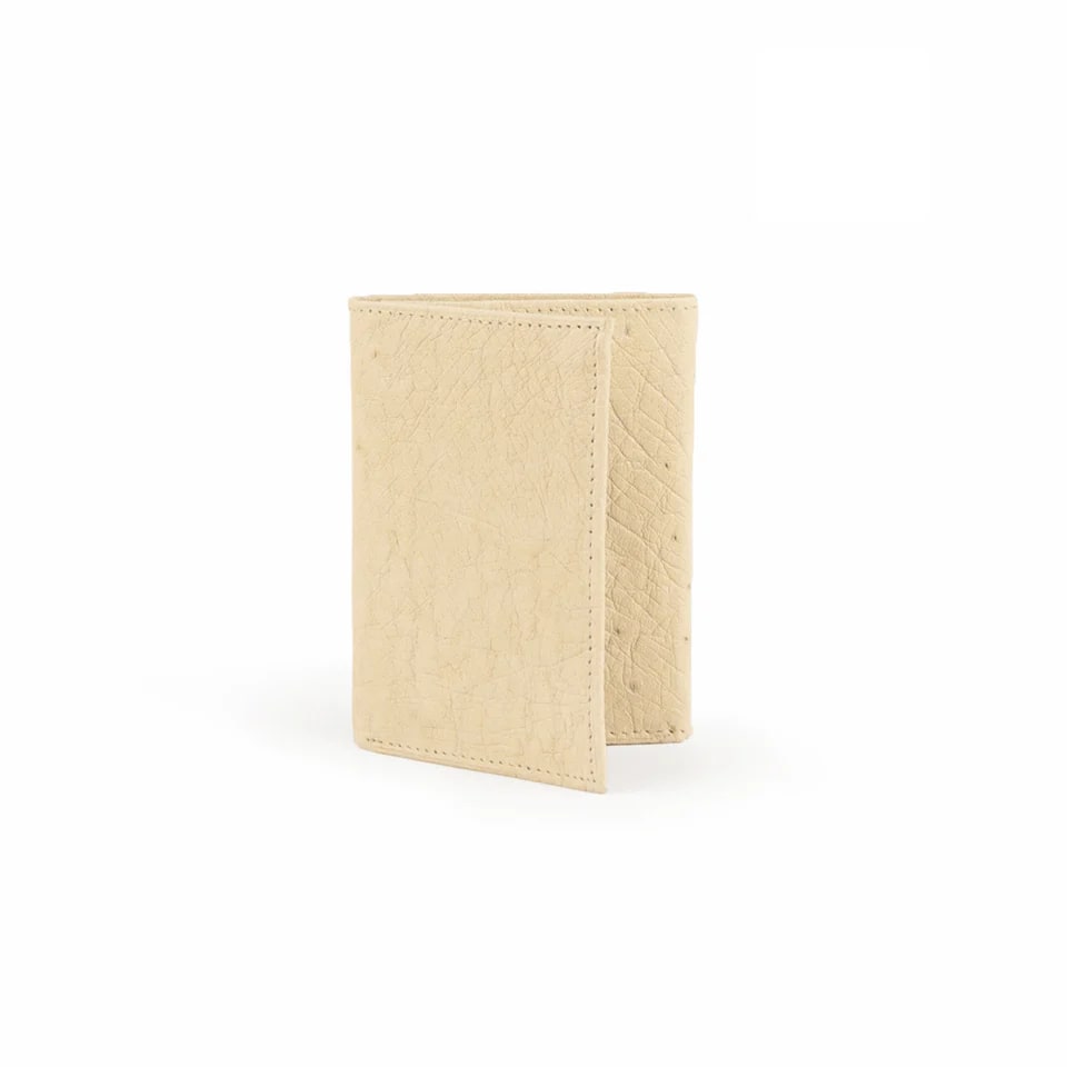 Ferrini Smooth Ostrich Trifold Winter White 3   - from alligatorwarehouse.com