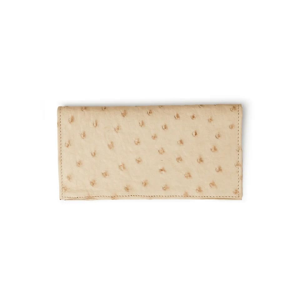 Ferrini Full Quill Ostrich Checkbook Winter White 1 AACK-WW  - from alligatorwarehouse.com