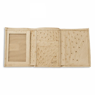 Ferrini Smooth Ostrich Trifold Winter White 2   - from alligatorwarehouse.com