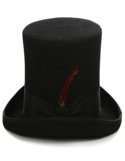 Black Dress Hat 1920s Fedora Style - Men's Tall 100% Wool Dress Top Hat in Black 1   - from alligatorwarehouse.com