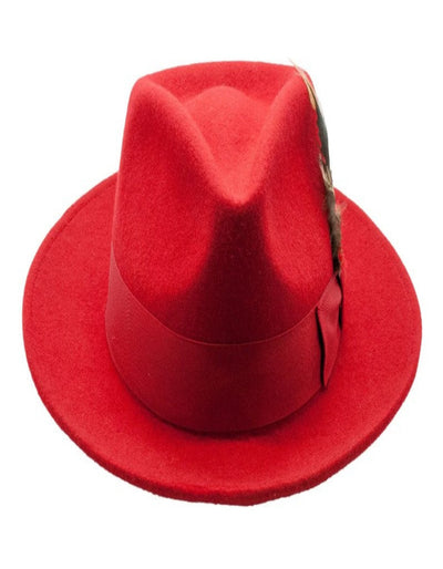 Red Dress Hat 1920s Fedora Style - Mens Classic Wool Fedora Dress Hat in Red 2   - from alligatorwarehouse.com