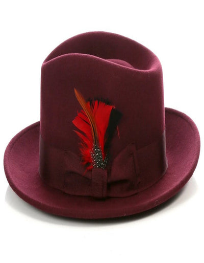 Burgundy Dress Hat 1920s Fedora Style - Mens Classic Wool Fedora Dress Hat in Burgundy 1   - from alligatorwarehouse.com