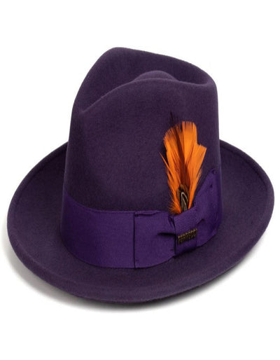 Purple Dress Hat 1920s Fedora Style - Mens Classic Wool Fedora Dress Hat in Purple 1   - from alligatorwarehouse.com