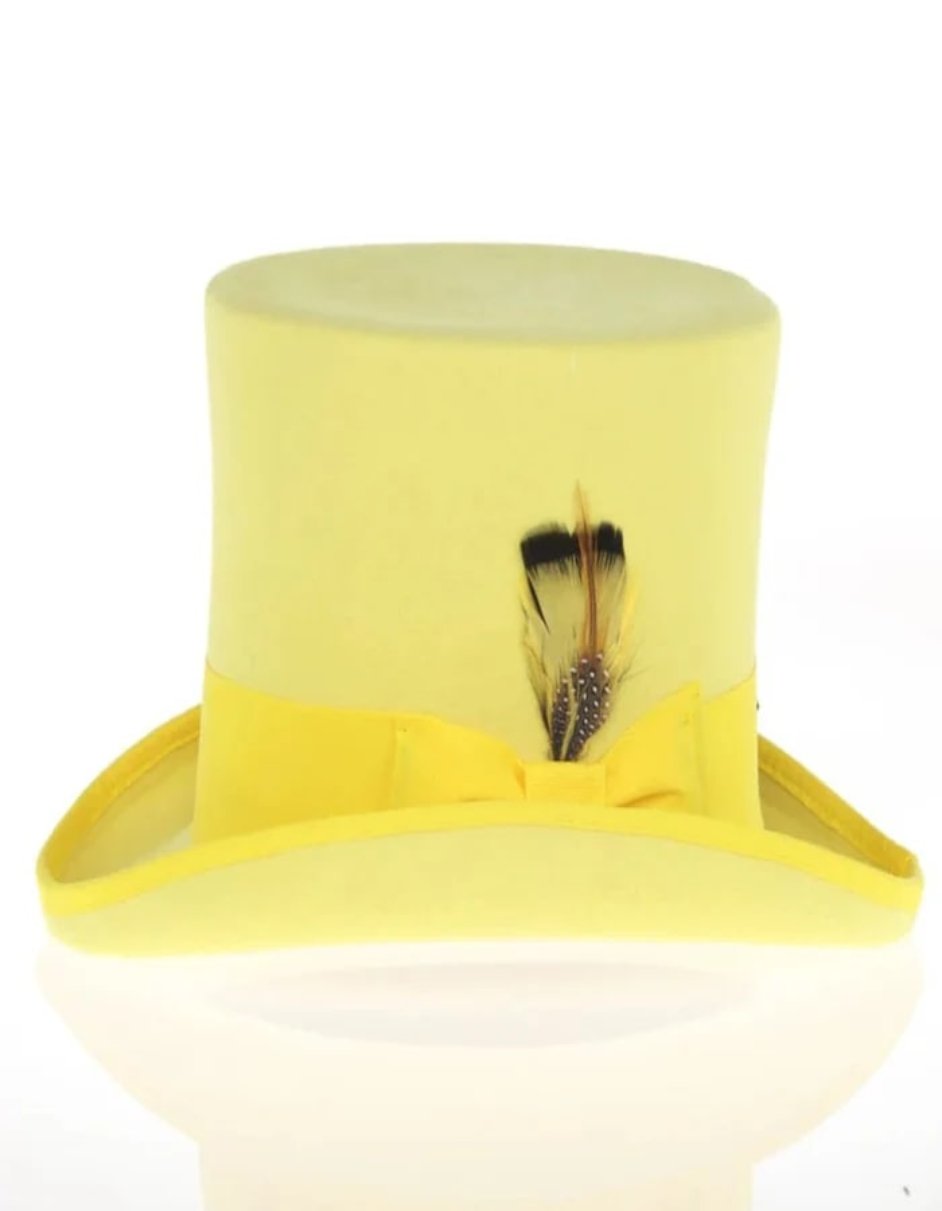 Victorian Steampunk Top Hat - 1800 19th Century - Dressy Loden Felt Top Yellow Hat