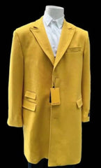 Mens Gold - Yellow Wool Fashion Overcoat - Gold - Yellow Overcoat