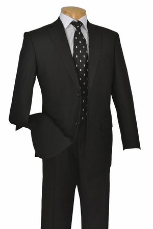 Apollo King Black Poplin Suit - Modern Fit Two-Button