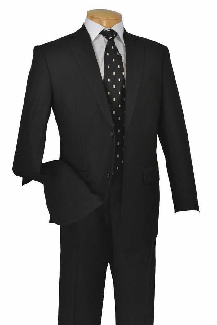 Apollo King Black Poplin Suit - Modern Fit Two-Button