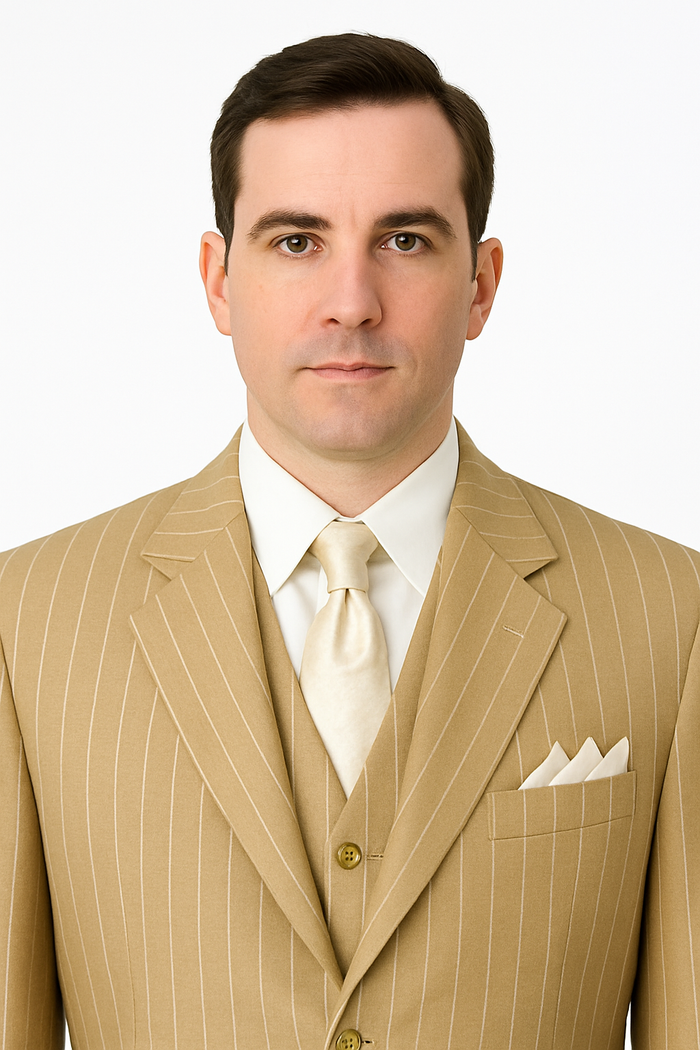 Modern Beige Pinstripe 3-Piece Suit – Office & Party Wear