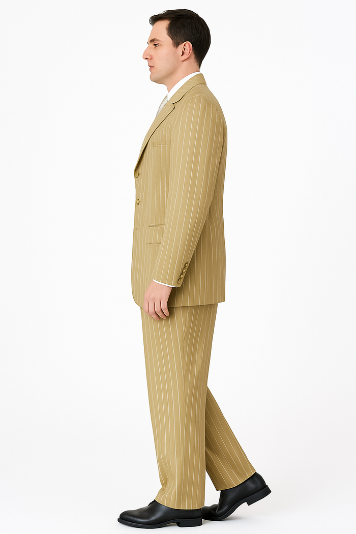Modern Beige Pinstripe 3-Piece Suit – Office & Party Wear