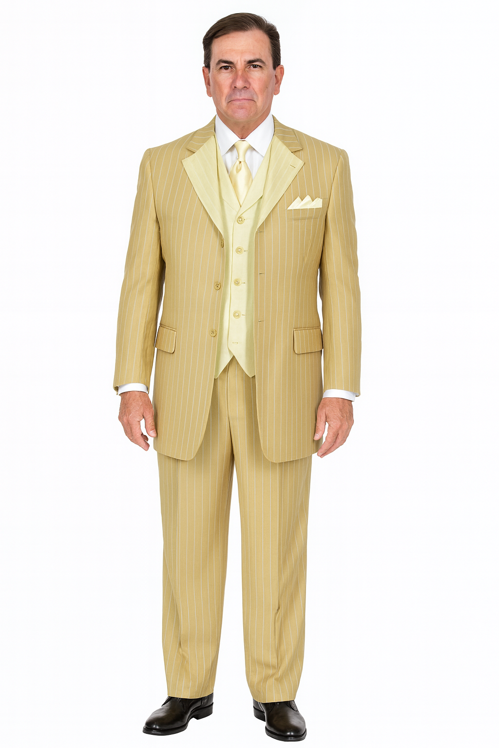 Modern Beige Pinstripe 3-Piece Suit – Office & Party Wear