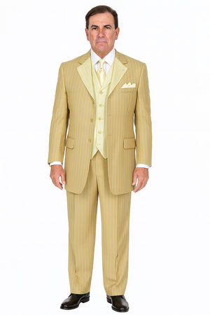 Modern Beige Pinstripe 3-Piece Suit – Office & Party Wear