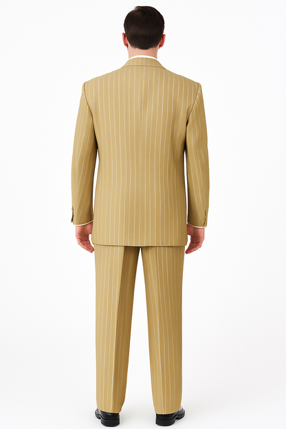 Modern Beige Pinstripe 3-Piece Suit – Office & Party Wear