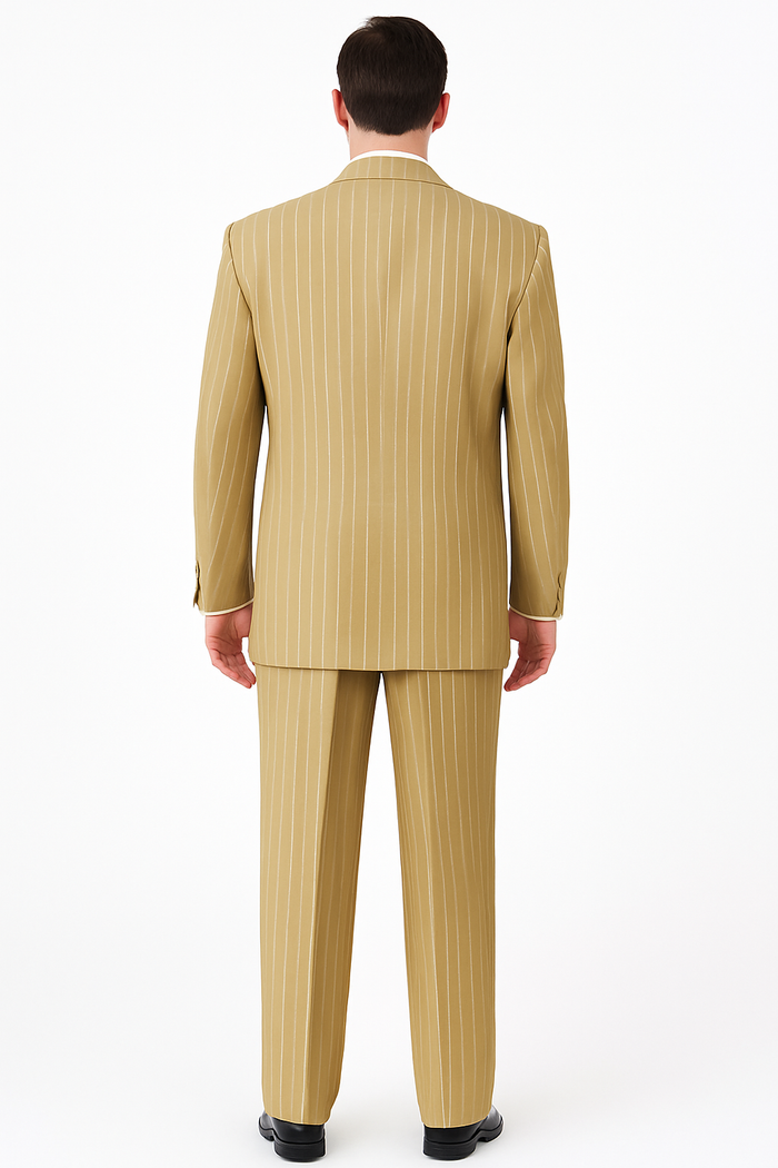 Modern Beige Pinstripe 3-Piece Suit – Office & Party Wear