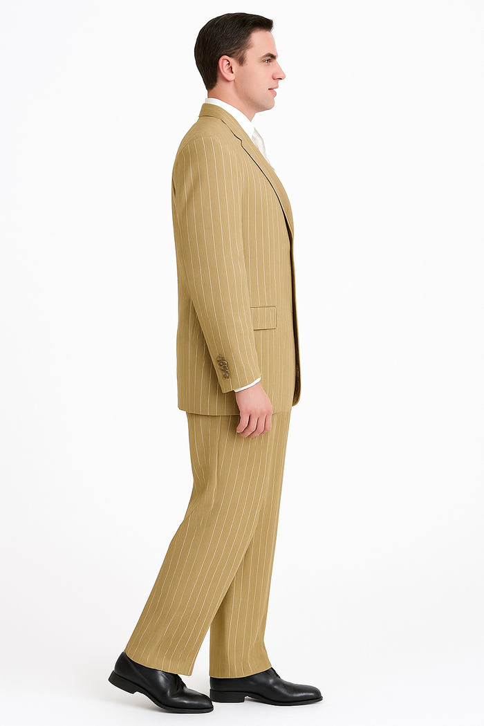 Modern Beige Pinstripe 3-Piece Suit – Office & Party Wear