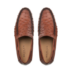 Mens Mezlan Rollini Ostrich Quill Dress Shoe Loafer in Black