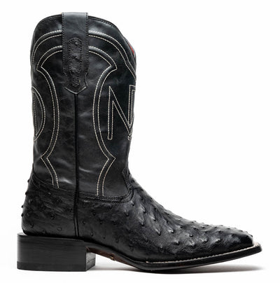 Marco Di Milano Alabama Black Ostrich Quill Square Toe Cowboy Boots 3   - from alligatorwarehouse.com