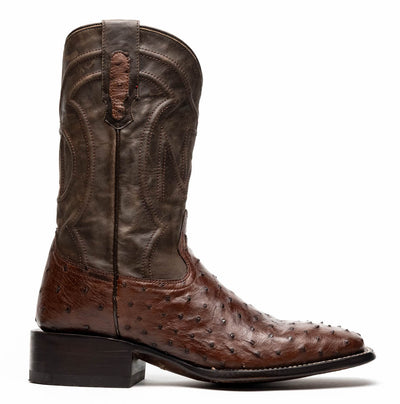 Marco Di Milano Alabama Kango Tabac Ostrich Quill Square Toe Cowboy Boots 2   - from alligatorwarehouse.com