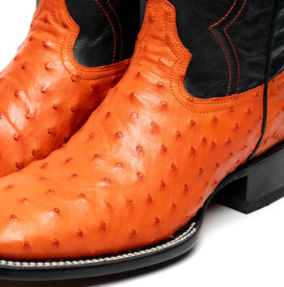 Marco Di Milano Alabama Orange Ostrich Quill Square Toe Cowboy Boots 4   - from alligatorwarehouse.com