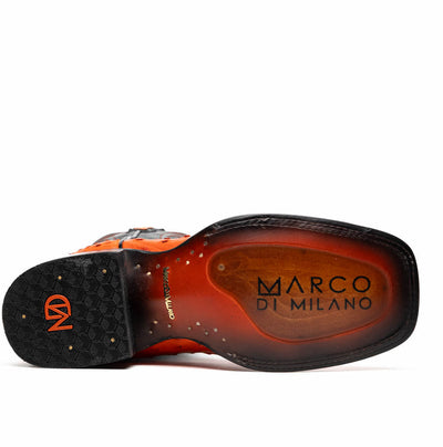 Marco Di Milano Alabama Orange Ostrich Quill Square Toe Cowboy Boots 6   - from alligatorwarehouse.com