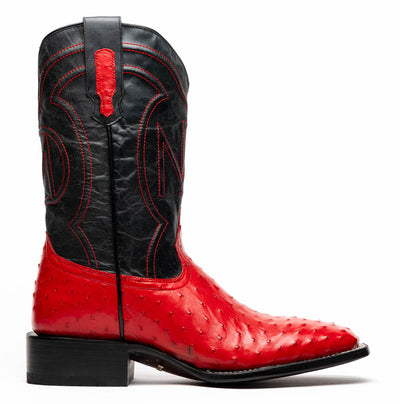 Marco Di Milano Alabama Red Ostrich Quill Square Toe Cowboy Boots 2   - from alligatorwarehouse.com