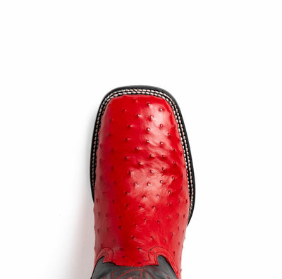 Marco Di Milano Alabama Red Ostrich Quill Square Toe Cowboy Boots 5   - from alligatorwarehouse.com