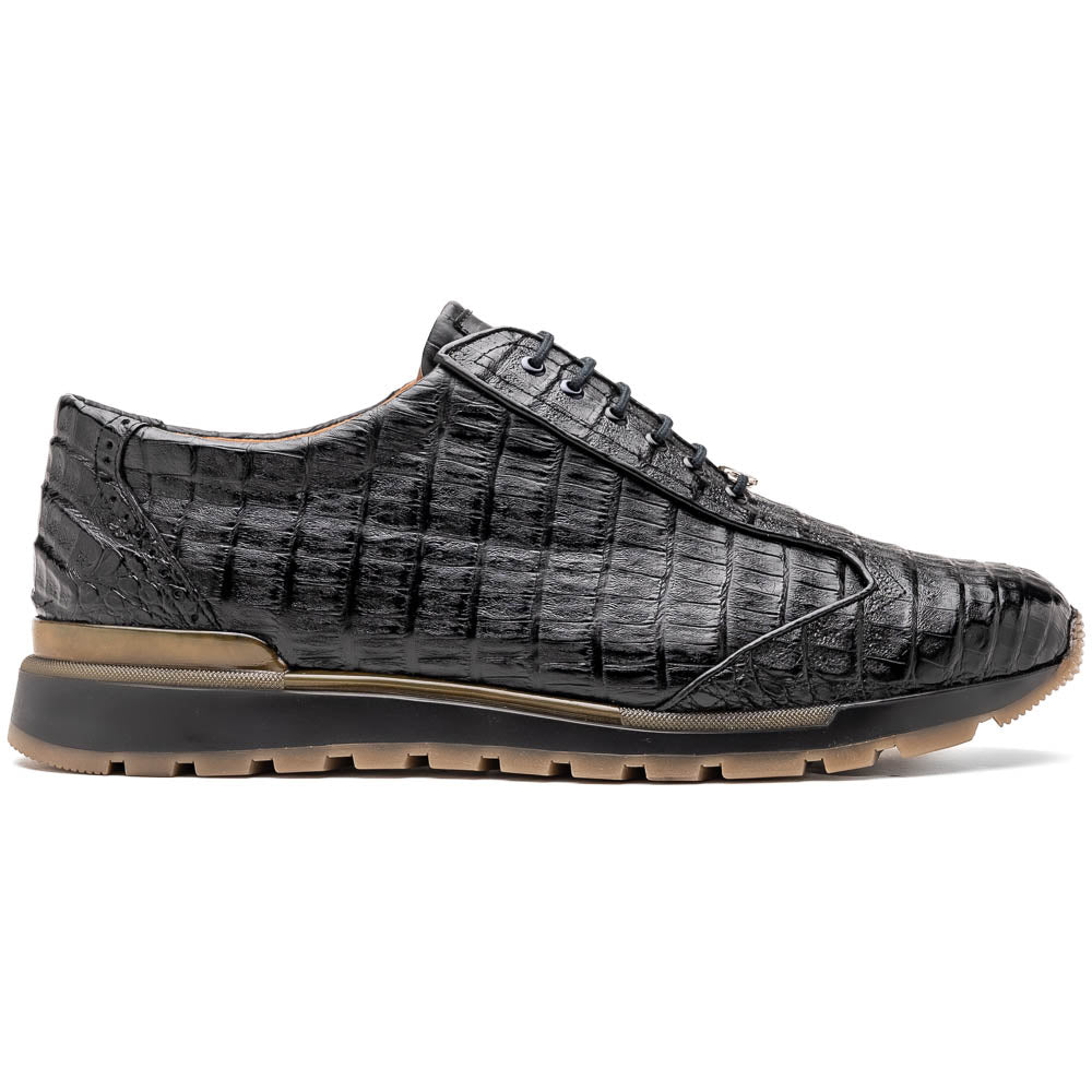 Marco Di Milano Alonzo Black Genuine Caiman Crocodile Casual Sneakers