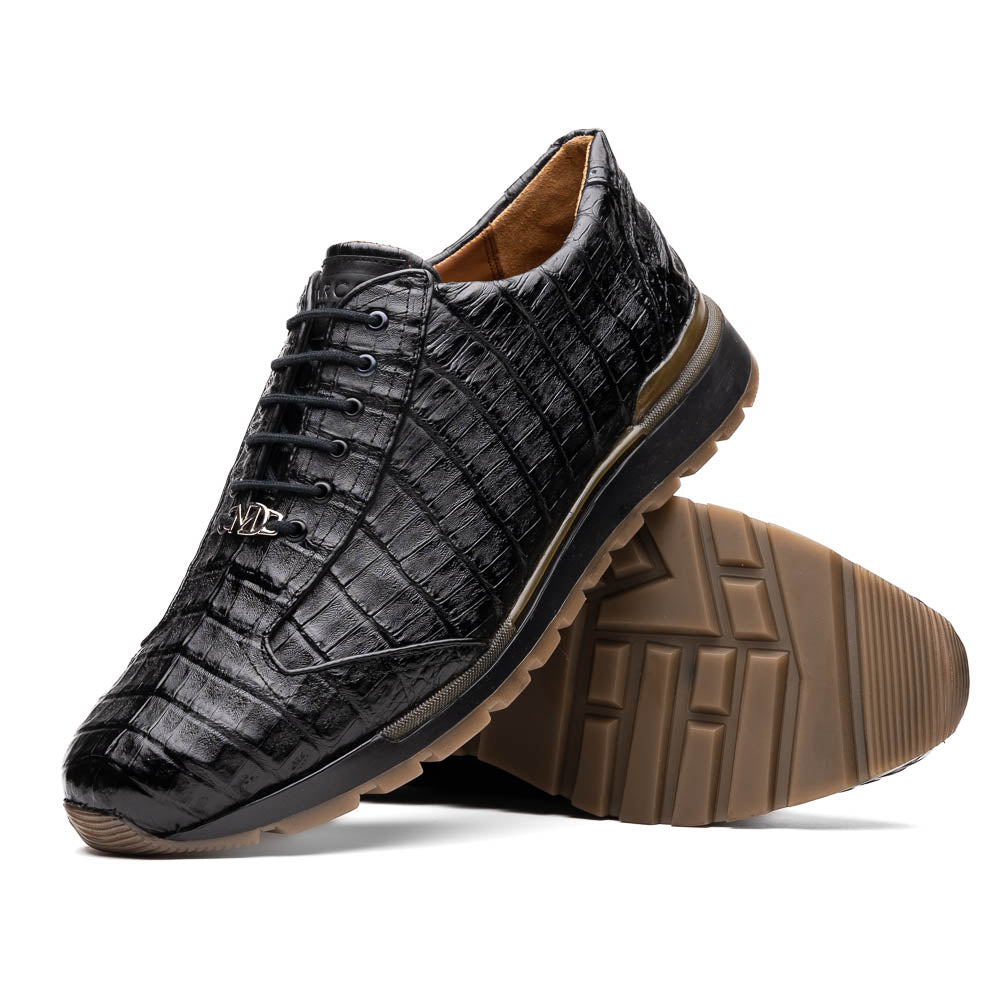 Marco Di Milano Alonzo Black Genuine Caiman Crocodile Casual Sneakers