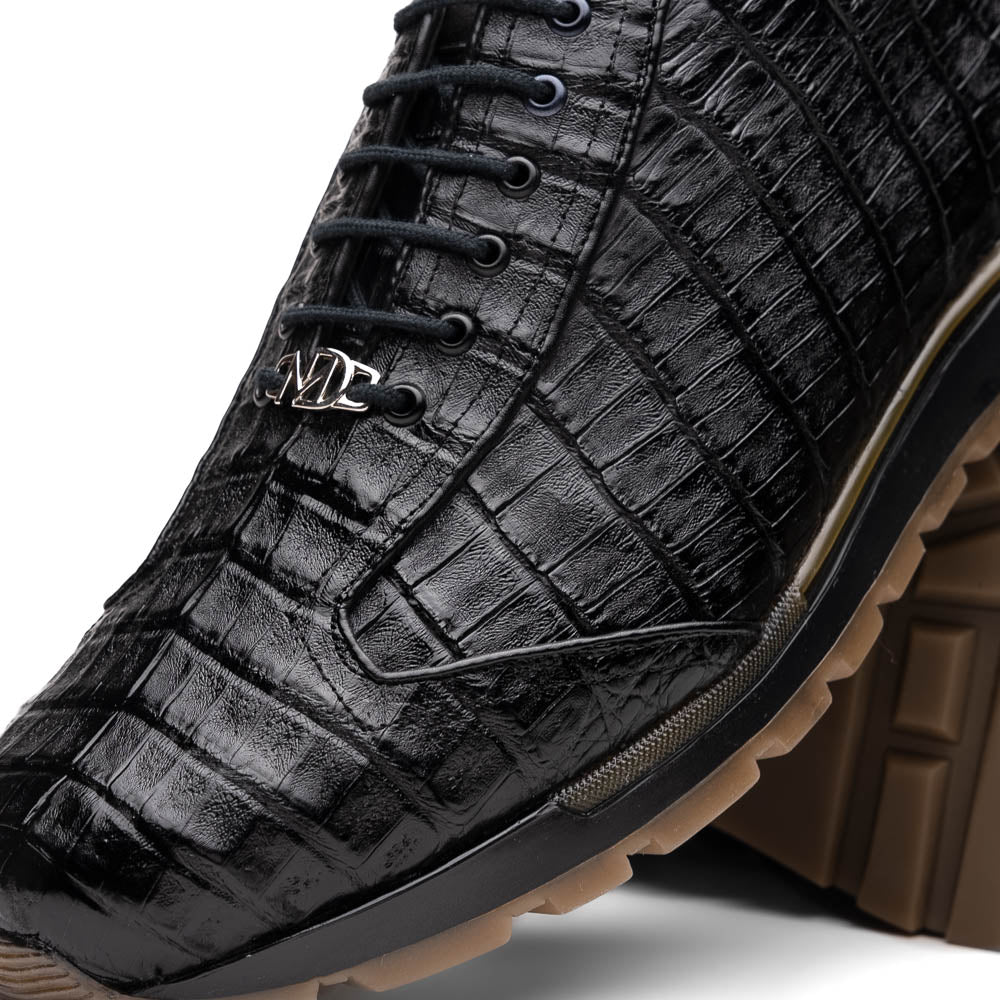 Marco Di Milano Alonzo Black Genuine Caiman Crocodile Casual Sneakers