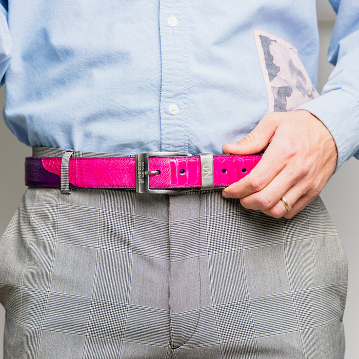 Marco Di Milano Alessio Pink/Purple Leather Belt Loafer