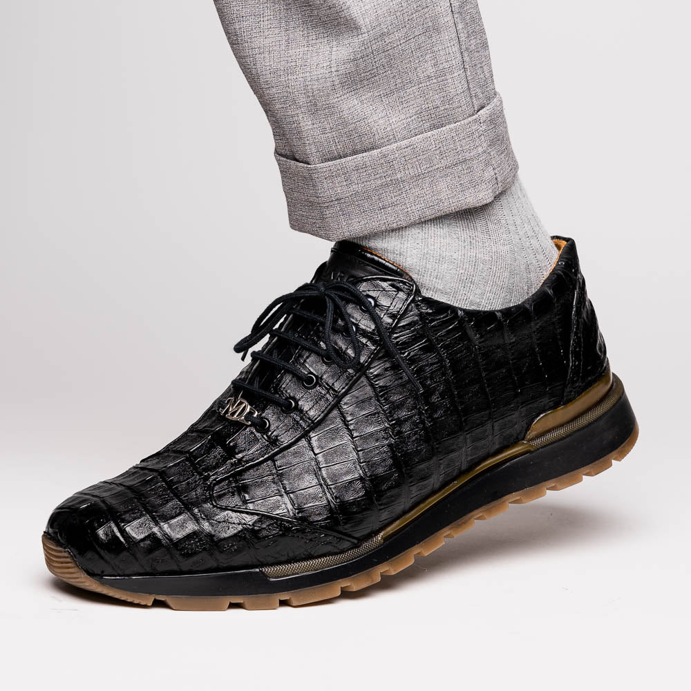 Marco Di Milano Alonzo Black Genuine Caiman Crocodile Casual Sneakers