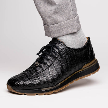 Marco Di Milano Alonzo Black Genuine Caiman Crocodile Casual Sneakers