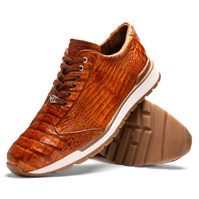 Marco Di Milano Alonzo Cognac Genuine Caiman Crocodile Casual Sneakers 2 ALONZO_CAIMAN FUSCUS_COGNAC_8  - from alligatorwarehouse.com