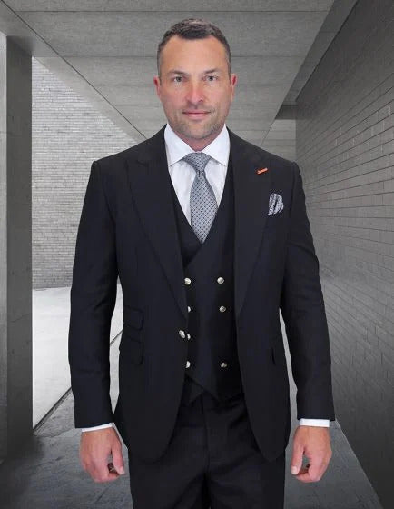 Statement Men’s Light Blue 3 Piece 100% Wool Fashion Suit, Bold Color Formal Wedding Suit