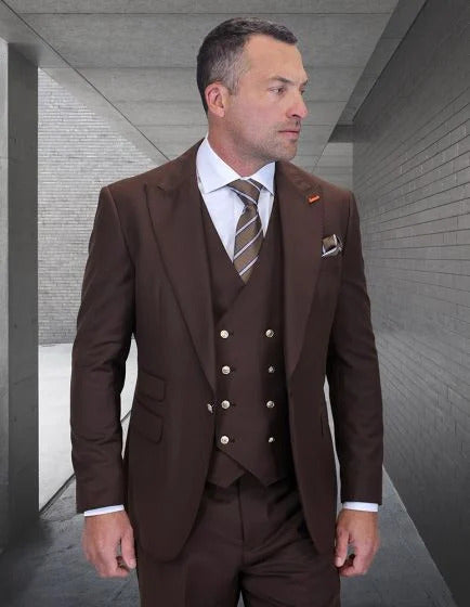Statement Men’s Light Blue 3 Piece 100% Wool Fashion Suit, Bold Color Formal Wedding Suit