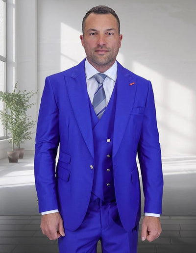 Statement Men's 3-Piece Fashion Suit – 100% Wool with Dynamic Bold Colors 1 AMIRI-ROYAL-34S  - from alligatorwarehouse.com