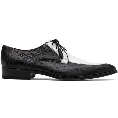 Marco Di Milano Andretti Black/White Ostrich Leg Shoes 1 ANDRETTI_OSTRICH-OSTRICH LEG_BLACK/WHITE_8  - from alligatorwarehouse.com