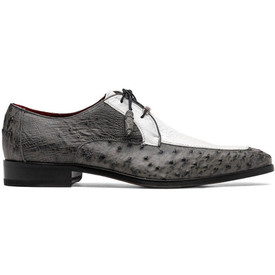 Marco Di Milano Andretti White / Grey Ostrich Leg Shoes 1 ANDRETTI_OSTRICH LEG_WHITE/GREY_8  - from alligatorwarehouse.com