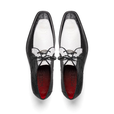 Marco Di Milano Andretti Black/White Ostrich Leg Shoes 5 ANDRETTI_OSTRICH-OSTRICH LEG_BLACK/WHITE_8  - from alligatorwarehouse.com